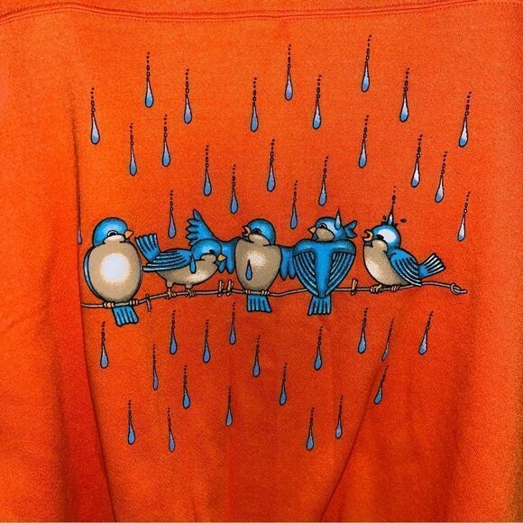 Rare Y2K Chase Authentics Blue Bird Crewneck Sweatshirt XL Orange - Picture 2 of 4